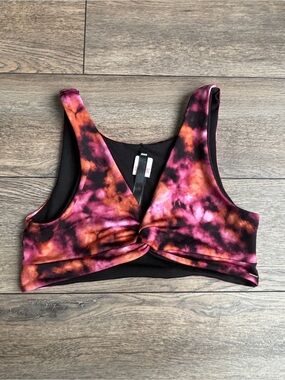 NWT Victoria’s Secret PINK Sport Twist Front Tie Dye Orange Pink Sports Bra Sz L